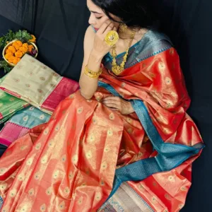 Elegant Viscose Tissue Silk Party Wear Sarees with Meenakari Buta Design